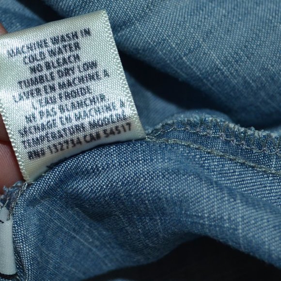 Sz XS Anthropologie Bella Dahl Frayed Blue Denim Dress - Picture 13 of 13